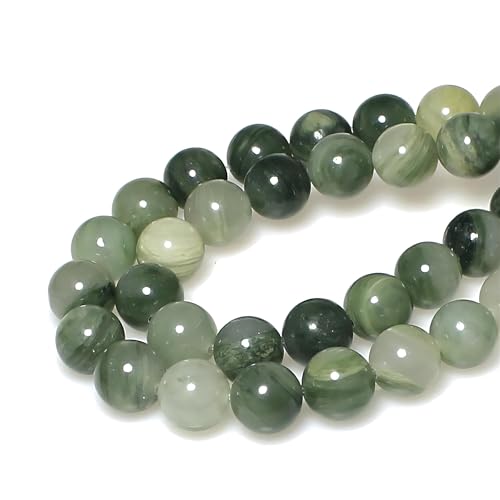 Natural Stone Beads Mixed Jasper Round Loose Beads for Jewelry Making DIY Bracelet Necklace (8mm) - color: Grass green jade, size: 8mm