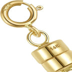 Magnetic Jewelry Clasps Real Precious Metal for Necklaces, Bracelets, Anklets with Spring Ring. Yellow Gold, White Gold, Yellow Gold Filled or Sterling Silver (14 K Solid Yellow Gold - 2 Each)