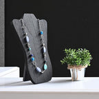 MOOCA 2 Pcs Set Foldable Wooden Easel Necklace Displays Small to Larger Necklaces, Portable Jewelry Organizer with Curved Top Design in Black Color - color: Black, 2 Pieces