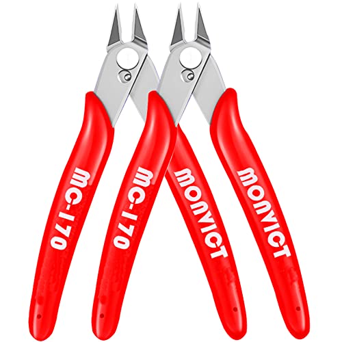 2 Pack Flush Cutters MC-170, MONVICT Wire Cutters 5 Inch Side Cutting Pliers Precision Cutter Tools Ultra Sharp Micro Wire Cutters for Cables Wires Zip Ties 3D Printing Electrical & Cut Needs… - color: 5"- Pack 2
