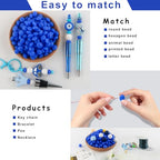 Sunrony 200Pcs Silicone Lentil Beads for Keychain Making, Bulk 12mm Silicone Abacus Spacer Beads for Necklace Bracelet Making Pens(Deep Blue) - color: G-Deep blue