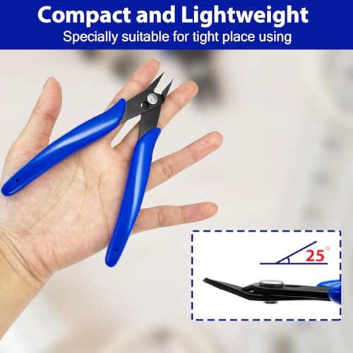 2 Pack Wire Cutters Set, 6" and 5" Ultra Sharp Flush Cutters, Carbon Steel Wire Cutters for Crafting, Electronics, 3D Prints, Jewelry Making, Model Sprue, Zip Ties(6"+ 5", Blue, 2 Pack) - color: 5"+ 6", Blue