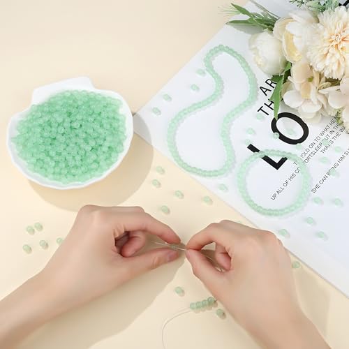 500Pcs Green 6mm Glass Beads for Jewelry Making, Round Crystal Beads for Necklace Kits Earring and DIY Crafts Kit Bracelets (Light Green) - color: Light Green