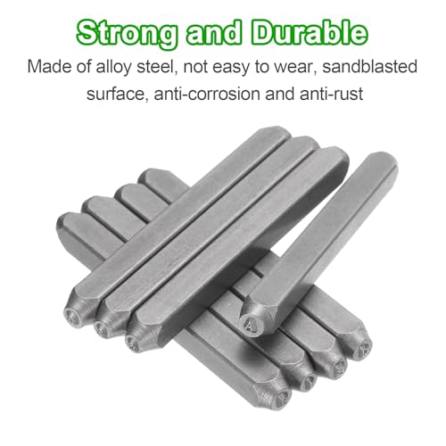 HARFINGTON 36pcs Metal Stamping Kit 1/8" (3mm) Steel Uppercase Letter and Number Punch Set (A-Z / 0-8 / "&" Symbol) Punch Press Tool with Case for Imprinting Metal Plastic Wood Leather - size: 1/8"