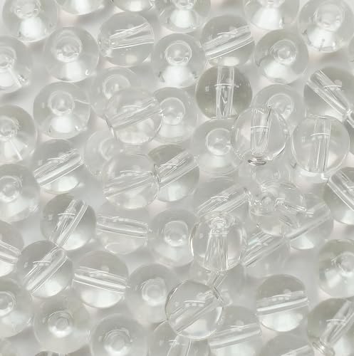 200PCS 8mm Glass Beads for Jewelry Making Soild Black Round Loose Beads for Bracelets DIY Crafts (Transparent) - color: Transparent