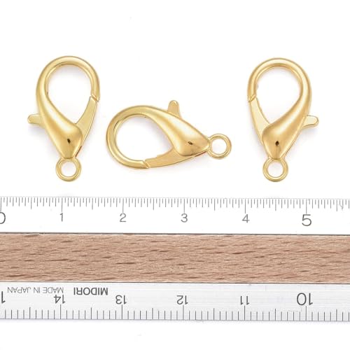 HDSupplies 50 Pieces - Lobster Clasps - Gold Tone - 21x12mm w/ 2mm Hole - color: Gold Tone, size: 21x12mm