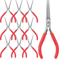 10 Pcs Mini Needle Nose Pliers Bulk, 6 Inch Precision Pliers Set with Extra Long Tips for Jewelry Making, Wire Wrapping, Small Object Gripping, DIY Project (Red) - color: Red