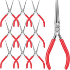 10 Pcs Mini Needle Nose Pliers Bulk, 6 Inch Precision Pliers Set with Extra Long Tips for Jewelry Making, Wire Wrapping, Small Object Gripping, DIY Project (Red) - color: Red