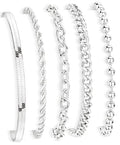 Gold Bracelets Set for Women Stack, Chunky Thick Bracelets Stack for Women Trendy, Simple Dainty Thin Gold Plated Cuff Stackable Bracelets With Beaded Cuban Paperclip Snake Rope Bangle Hand Chain Jewelry - style: Style 05-silver
