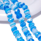 7.5×10mm 50pcs Light Blue White Faceted Lampwork Glass Beads for Jewelry Making, Flat Round Handmade Murano Beads for Bracelets, Crafts, Friendship Bracelet Kit, Rosary Making - color: Light Blue White