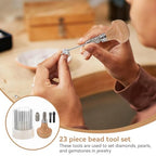 Frdhee Stone Setting Tools, 23PCS Beading Tools Set Gemstone Pearl Tightening Loosen Stone Tool Jewelry Making Repair Kit for Beading Setting Graver