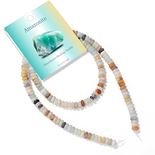 1 Strand 2x4mm Rondelle Beads for Jewelry Making Natural Stone Beads Loose Flat Spacer Abacus Gemstone Bead for Bracelet Necklace Crafts Amazonite - color: Amazonite, size: 2x4