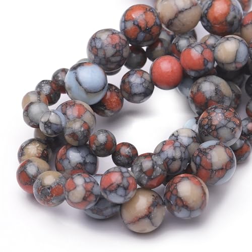 Natural Stone Beads for Jewelry Making,6mm Colorful Imperial Jasper Polished Smooth Round Gemstone Beads for Bracelet Necklace 15 Inch - color: Colorful Imperial Jasper, size: 6mm