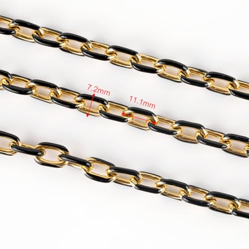 UMAOKANG 2 Yard Black Enamel Chain for Jewelry Making Gold Plated Stainless Steel Paperclip Chain Necklace DIY Jewelry Supplies - color: Black
