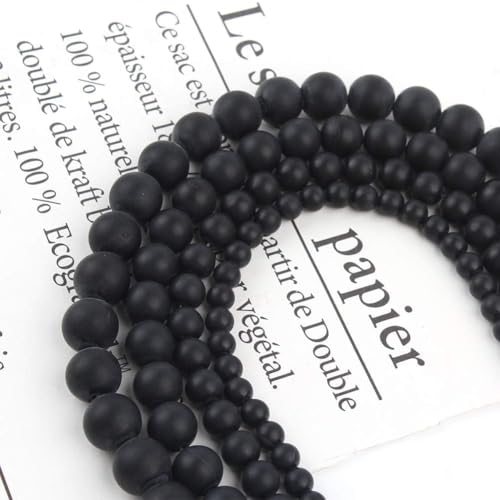 Yochus 60pcs Black Matte Onyx Agates Beads，6mm Healing Power Natural Stone Round Loose Beads for Jewelry Making Earring Necklace DIY Crafts - color: Black Matte Onyx Agates, size: 6mm 60beads