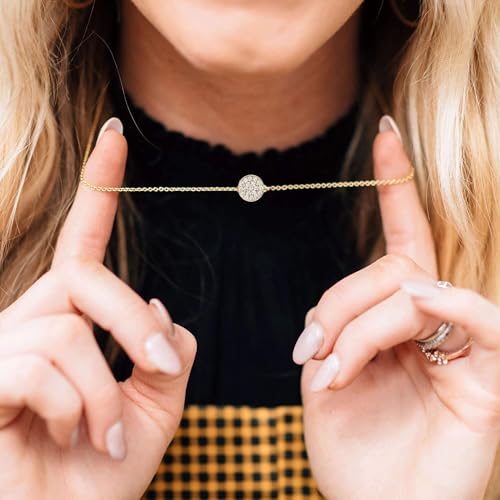 Valloey Rover Gold Necklace for Women 14K Gold Plated Circle Cubic Zirconia Pendant Necklace Dainty Twist Rope Chain Necklace Simple Jewelry Gift for Women - style: CZ-dot