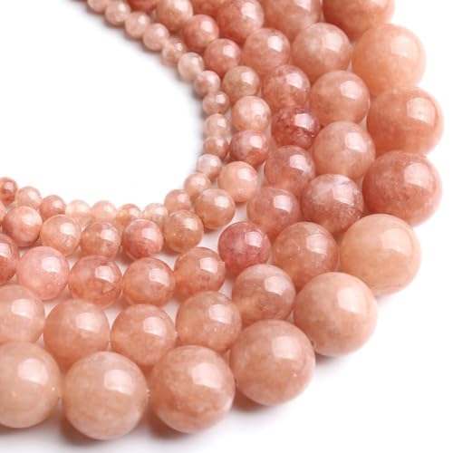 Stone Beads, 60pcs Sunstone, 6mm Round Loose Beads for Jewelry Making, Bracelets, with Bag, String & Card - color: Sunstone, size: 6mm