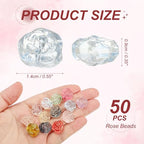 uxcell 50 Pcs Rose Beads, 0.55" Glass Flower Rose Charm Carved Loose Spacer Crystal Craft Beads for DIY Jewelry Making Bracelet Beading Projects Supplies, Blue - color: Blue
