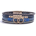 FANCY SHINY Mothers Day Gifts Boho Leather Wrap Bracelet Stackable Infinity Chunky Cuff Bracelets Western Hippie Outfits Jewelry Valentine Gifts for Women - color: Navy Blue