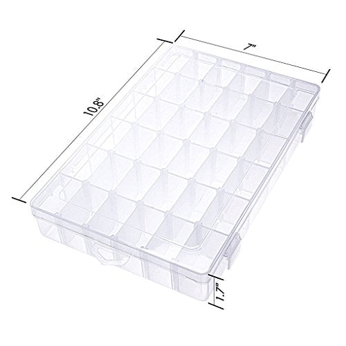 Gospire 36 Grids Clear Plastic Jewelry Box Organizer Storage Container with Removable Dividers (36 Grids - Clear) - color: Clear-36 Grids