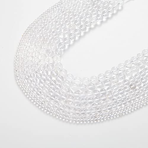 100Pcs Natural Stone Beads 6mm Crystal Quartz Round Gemstone Loose Beads with Elastic Bracelet String for Bracelets, Necklace, Jewelry Making - color: Clear Crystal Quartz, size: 6mm