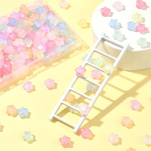 200Pcs Acrylic Luminous Star Beads for DIY Jewelry Bulk Glow in the Dark Mixed Color Cute Spacer Beads for Bracelets Necklaces Earrings Making and Crafting - color: Luminous Star- 200 pcs
