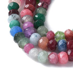 115pcs/strand Dyed Natural Jade Rondelle Beads, 4x2mm Faceted Crystal Stone Smooth Loose Spacer Beads for Jewelry Making Bracelets Earrings DIY Beading Craft Supplies, Mixed Color - color: Mixed Color