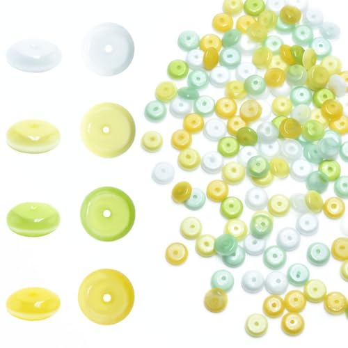 120pcs 3x8mm Mixed Colors Cat's Eye Disk Stone Loose Spacer Gemstone Beads Semi-Precious Craft Supplies for DIY Jewelry Making - color: Disk3x8mm Mixed Colors