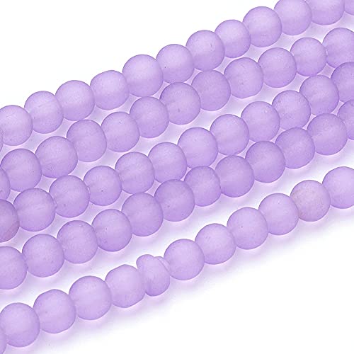 FASHEWELRY 200Pcs Transparent Frosted Glass Bead 4mm Matte Crystal Glass Loose Beads for DIY Jewelry Making (Medium Purple) - color: Medium Purple
