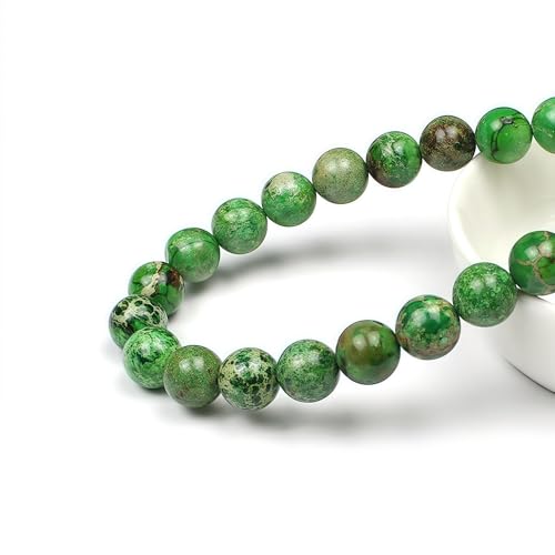 MJDCB 6mm Grass Green Imperial Jasper Gemstone Beads Round Loose Stone Bead for Jewelry Making Bracelets Necklaces - color: Grass Green Imperial Jasper, size: 6mm