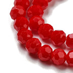 Perlin Czech Bohemian Crystal Glass Beads Faceted Round 4mm 90 Pieces Loose Spacer 1 Strand Beads for DIY Jewelry Earrings Necklace Bracelet Making (Red Opaque) - color: Red opaque