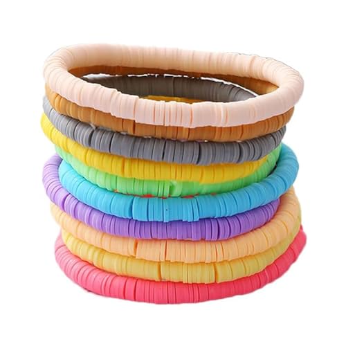 Bohemian Stackable Heishi Vinyl Clay Disc Colorful Beaded Elastic Bracelet Summer Beach Surfer Stacking Stretch Bangle Friendship Handmade Jewelry for Women
