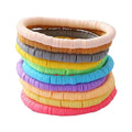 Bohemian Stackable Heishi Vinyl Clay Disc Colorful Beaded Elastic Bracelet Summer Beach Surfer Stacking Stretch Bangle Friendship Handmade Jewelry for Women