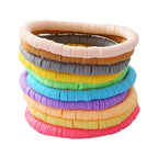 Bohemian Stackable Heishi Vinyl Clay Disc Colorful Beaded Elastic Bracelet Summer Beach Surfer Stacking Stretch Bangle Friendship Handmade Jewelry for Women
