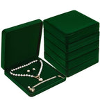 Yinkin 6 Pcs Velvet Jewelry Set Box Jewelry Display Case Earring Ring Bracelet Necklace Gift Box Pearl Necklace Storage Case for Mother's Day Wedding Travel Anniversary(Green) - color: Green