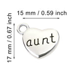Shapenty Antique Silver Love Heart Shaped Family Members Pendant Charms for DIY Craft Keychains Bracelet Necklace Earrings Jewelry Making Findings and Memory Ornament - style: Aunt