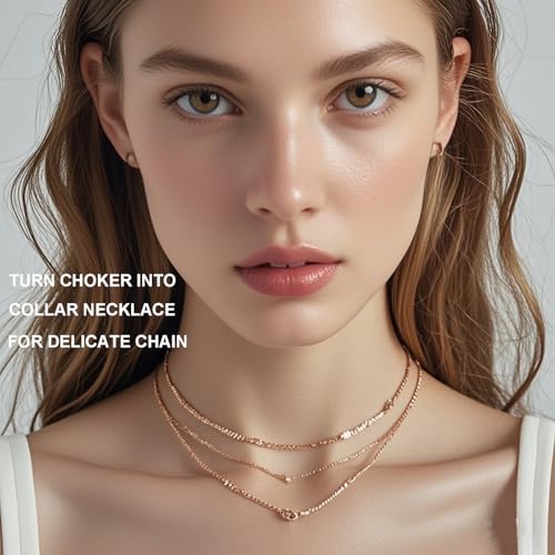 Sterling Silver Necklace Extender Rose Gold Plated for Women Bracelet Safety Link Extension for Dainty Jewelry 2.3" Length - color: rose gold