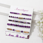 5Pcs Crystal Bracelet for Women Spiritual Natural Stone Bracelet Set Stackable Beaded Bracelets Healing Crystal Bracelet Gemstone Bead Bracelet Beaded Stretch Bracelets for Women - style: Amethyst