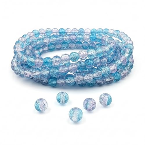 DandS ltd Crackle Lampwork Glass Beads for Jewelry Making, Crystal Blue, Vibrant DIY Bracelets, Necklaces, Beading Supplies & Craft Kits for Handmade Jewelry, 80pcs 0.39 inch (10mm), #J271-10 - color: Crystal-Blue
