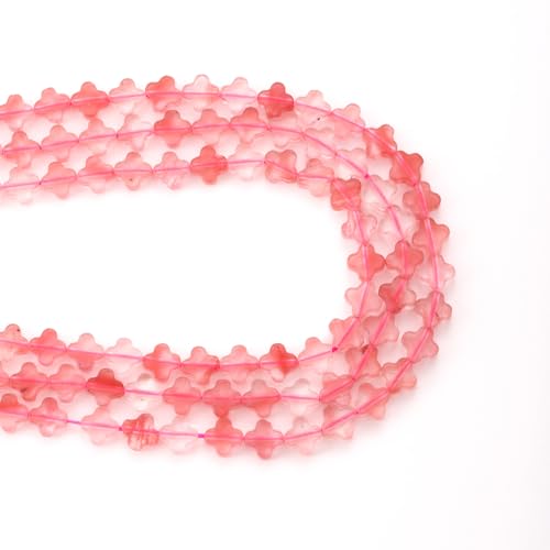 8mm Natural Watermelon Red Gemstone Faceted Clovers Beads Four-Leaf Spacer Loose Beads for DIY Jewelry Making Beads - color: Watermelon Red