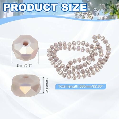 PATIKIL 75 Pcs 8mm OD 5mm Thick Crystal Glass Beads, Rondelle Crystal Beads Faceted Cut Gemstone Strand with Spacer Beads for Craft, Bracelet, Necklace, Light Purple Porcelain - color: Light Purple Porcelain