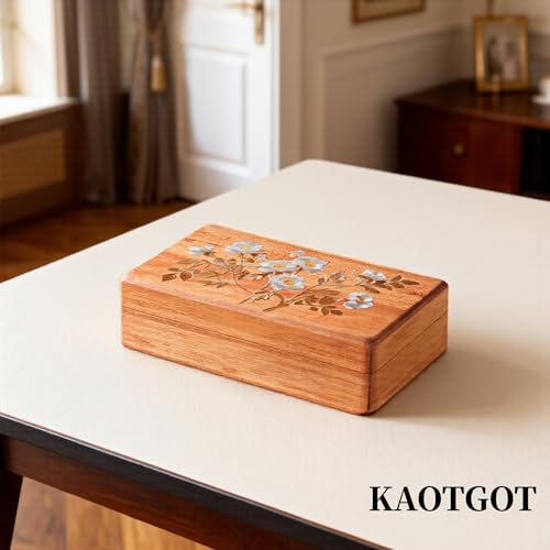 Travel Jewelry Case Small Wood Jewelry Organizer Jewelry Box for Women (Pine Wood Print) - color: Pine Wood Print