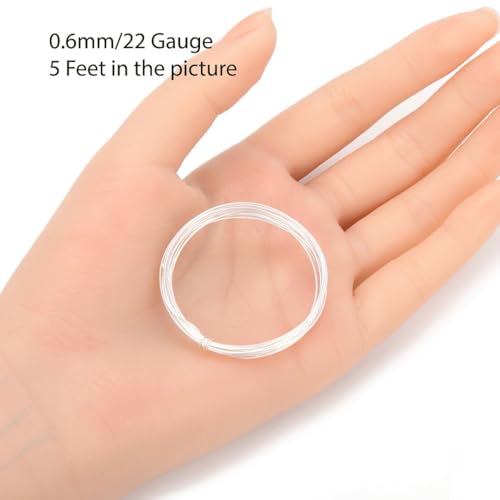 Adabele 5 Feet Authentic Sterling Silver Jewelry Wire Dead Soft Round Beading Wire (0.6mm/22 Gauge) Hypoallergenic Nickel Free for DIY Craft Jewelry Making SS281-0.6 - size: 0.6mm (22 gauge), style: Sterling silver