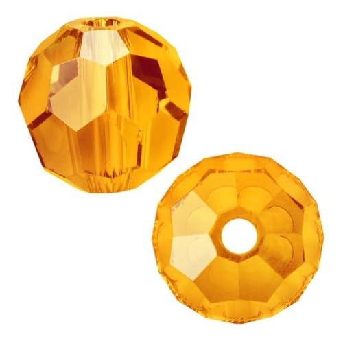 100pcs Adabele Austrian 4mm (0.16 Inch) Small Faceted Loose Round Crystal Beads Orange Sun Compatible with 5000 Swarovski Crystals Preciosa SS2R-412 - color: Sun/Orange, size: 4mm Small (100pcs)
