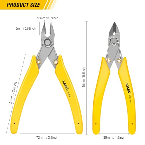 KATA 5.5 Inch Stainless Steel Wire Cutter Micro Flush Cutters, Precision Side Cutter Plier Sprue Cutting Snip for Electronics, Jewelry Making, Metal Wire Cutter, Crafting - color: 5.5 Inch