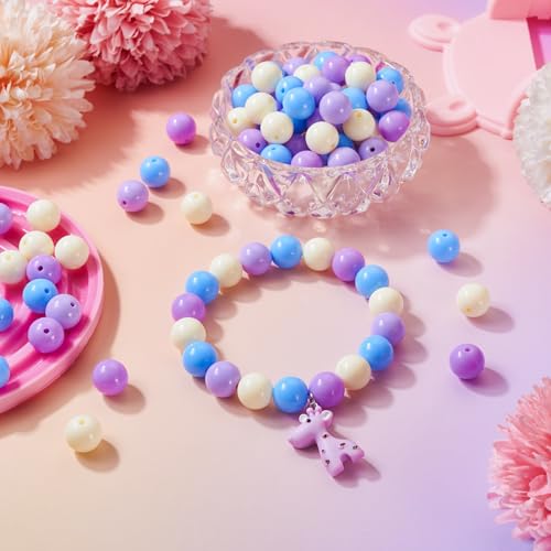 100 Pcs 11.5-12mm Bubblegum Beads Opaque Acrylic Chunky Loose Spacer Round Focal Beads for Jewelry Making Bracelet Necklace Keychain Craft Art Making,Hole:1.8mm,Blue Violet - color: Blue Violet