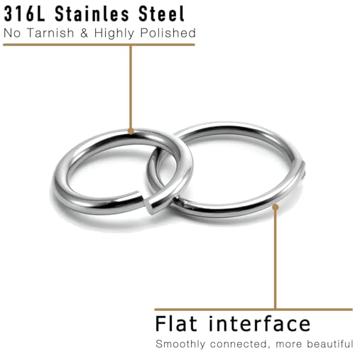 2000 PCs No Tarnish Stainless Steel Jump Rings for Jewelry Making, 4 Sizes 4-7mm, 20 Gauge Thickness, Silver (Mixed Size) - color: Mixed Size