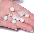 7.5×10mm 50pcs Transparent White Faceted Lampwork Glass Beads for Jewelry Making, Flat Round Handmade Murano Beads for Bracelets, Crafts, Friendship Bracelet Kit, Rosary Making - color: Transparent White