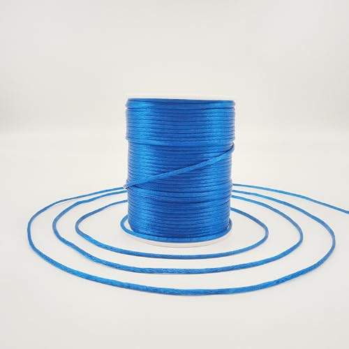 2 mm 330 Feet Satin Nylon Cord String for Jewelry Making Bracelet Necklaces Beading Thread Rattail Macrame Kumihimo Chinese Knot Craft Royal Blue - size: Royal Blue