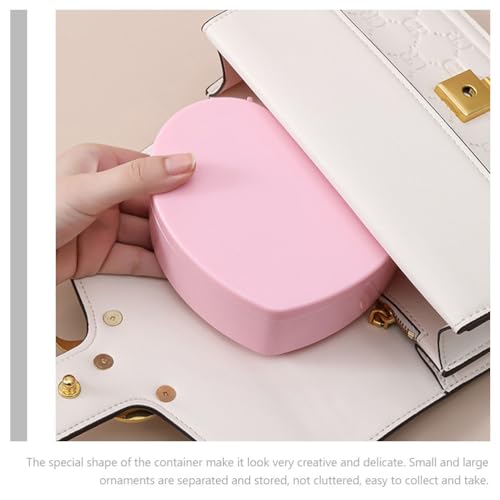 Cabilock 5 Pcs Heart Shaped Jewelry Box for Girls Women, Double Layer Small Jewelry Organizer with Mirror, Portable Travel Case for Earrings Necklaces